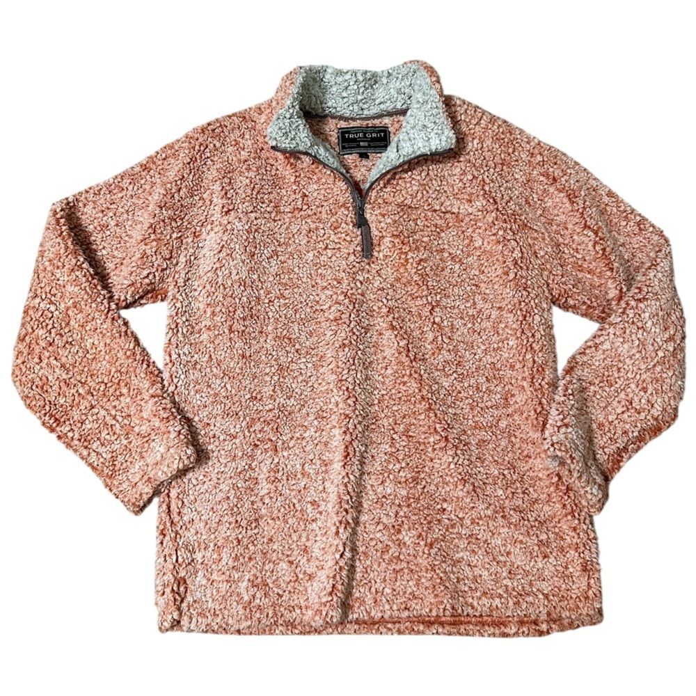 True Grit 🐻 Men’s Pebble Pile Frosty Sherpa Fleece 1/4 Zip 🧡 Size L
